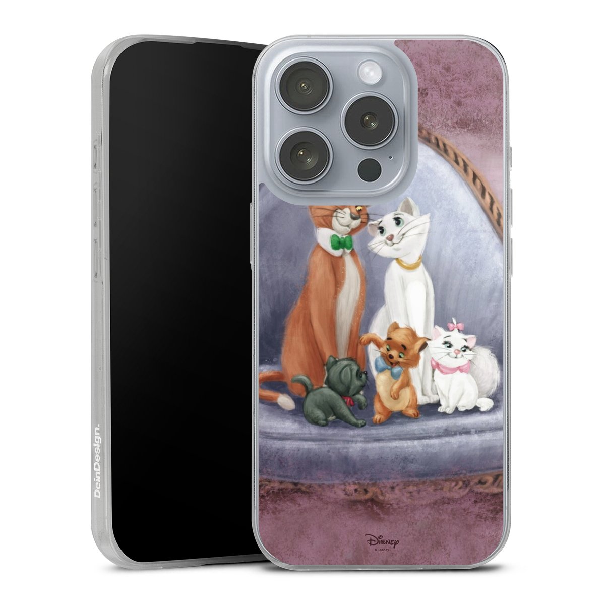 iPhone 16 Pro Handy Slim Case extra dünn Silikon Handyhülle transparent Hülle Official Licensed Product Disney Aristocats Silikon Slim Case