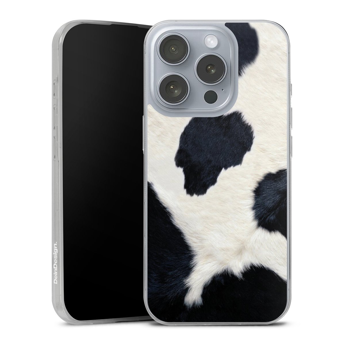 iPhone 16 Pro Handy Slim Case extra dünn Silikon Handyhülle transparent Hülle Animal Look Animal Print Cow Skin Silikon Slim Case