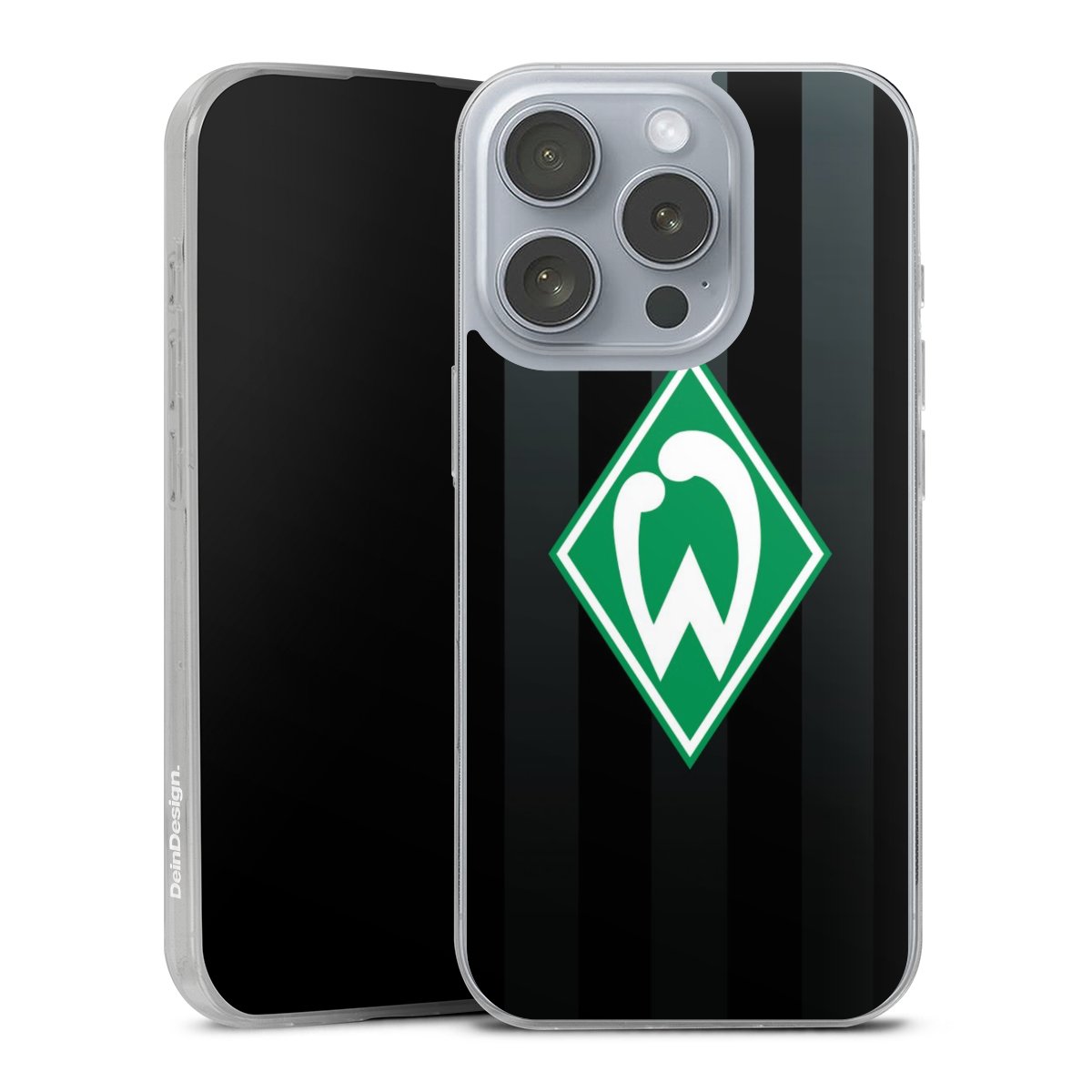 iPhone 16 Pro Handy Slim Case extra dünn Silikon Handyhülle transparent Hülle Stripes Sv Werder Bremen Official Licensed Product Silikon Slim Case