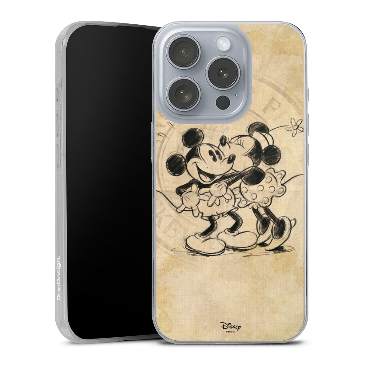 iPhone 16 Pro Handy Slim Case extra dünn Silikon Handyhülle transparent Hülle Mickey Mouse Vintage Minnie Mouse Silikon Slim Case