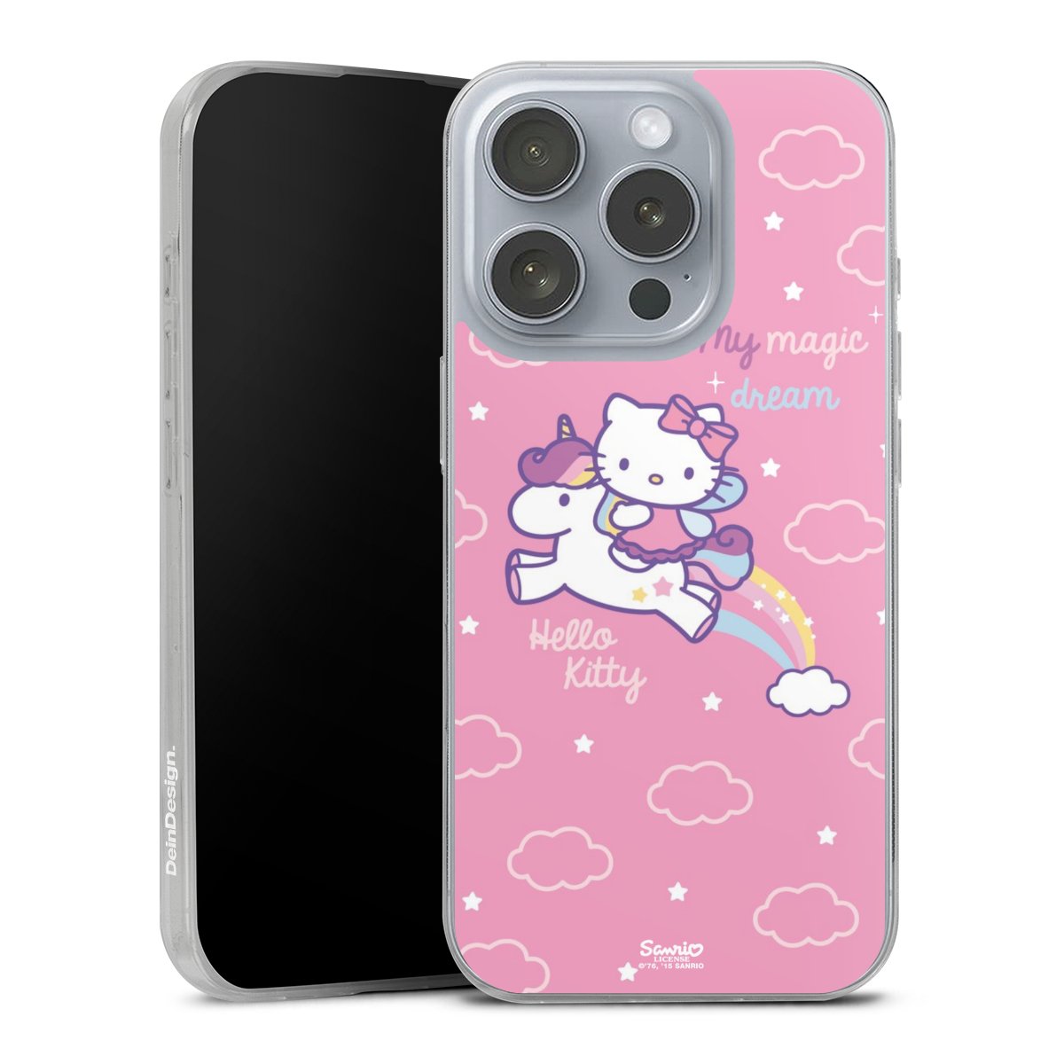 iPhone 16 Pro Handy Slim Case extra dünn Silikon Handyhülle transparent Hülle Einhorn Official Licensed Product Hello Kitty Silikon Slim Case