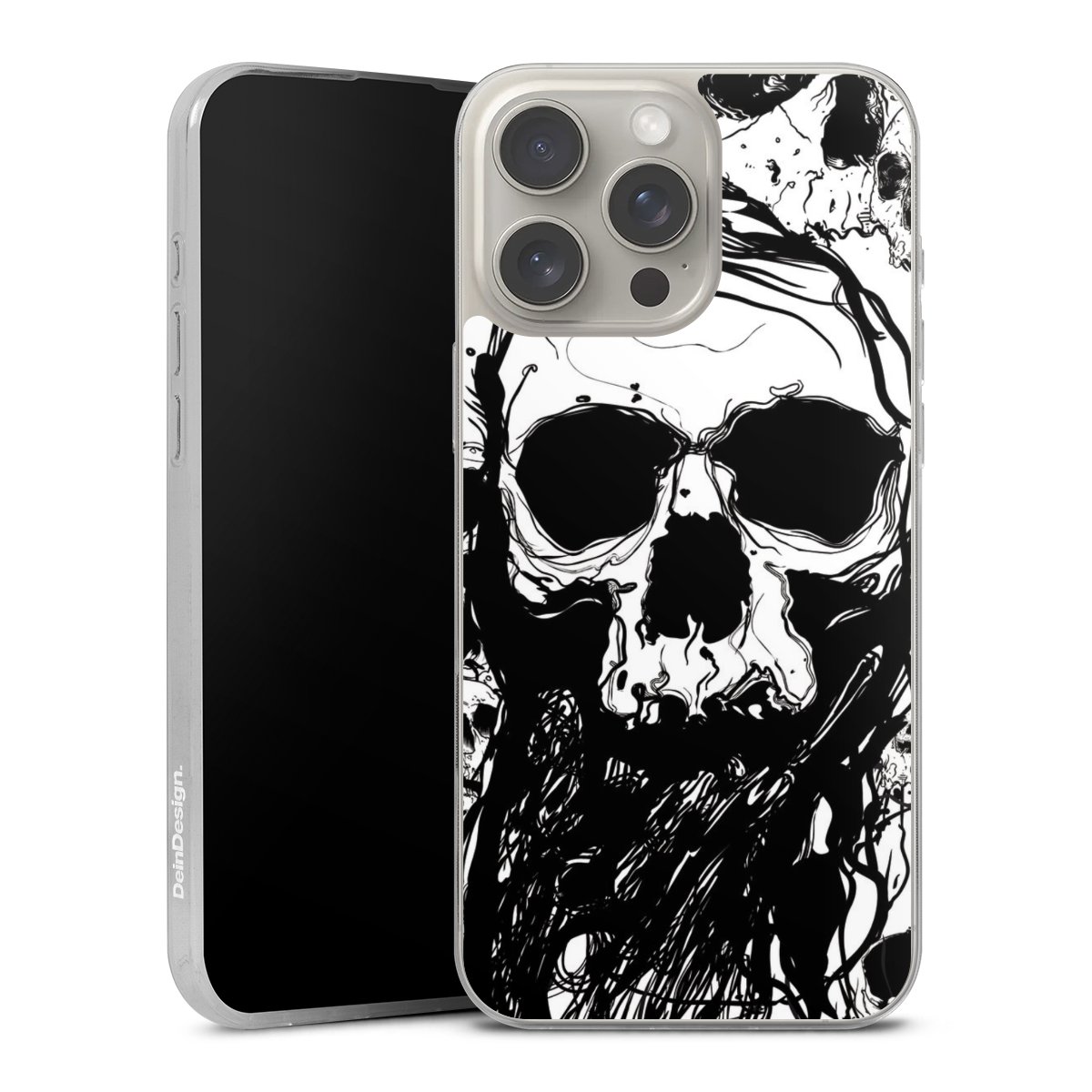 iPhone 16 Pro Max Handy Slim Case extra dünn Silikon Handyhülle transparent Hülle Totenkopf Halloween Silikon Slim Case