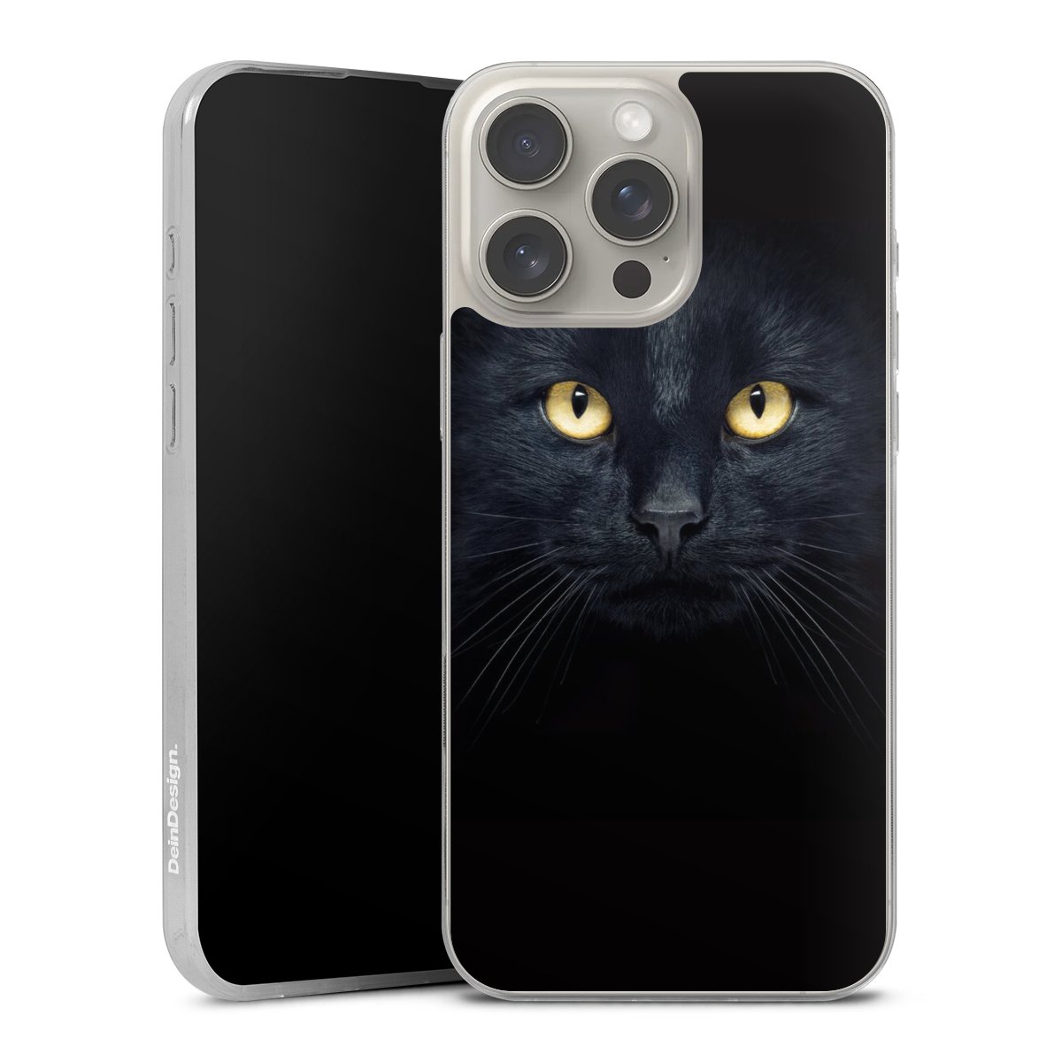 iPhone 16 Pro Max Handy Slim Case extra dünn Silikon Handyhülle transparent Hülle Eye Cat Black Silikon Slim Case