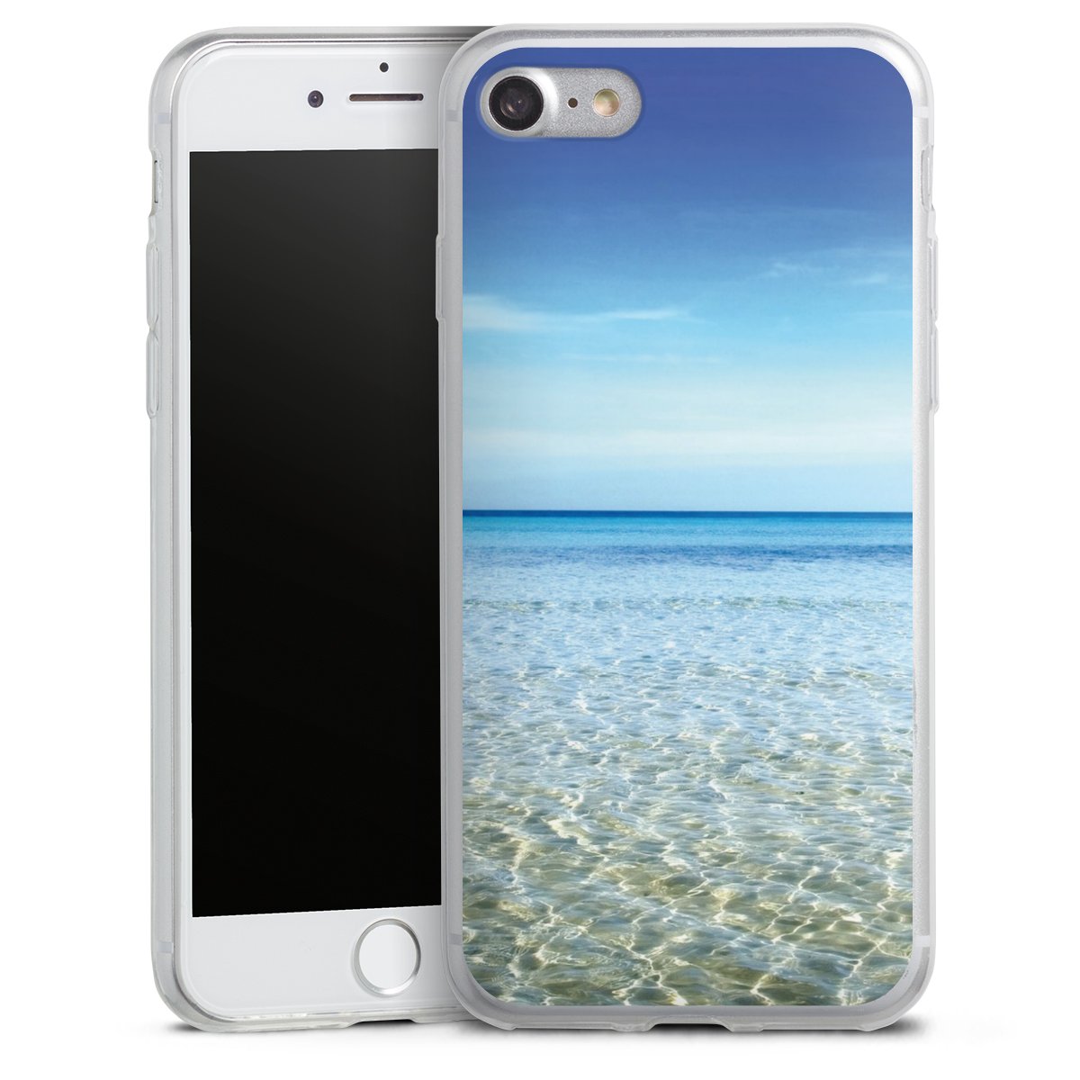 iPhone SE (2020) Handy Slim Case extra dünn Silikon Handyhülle transparent Hülle Urlaub Sky Ocean Silikon Slim Case