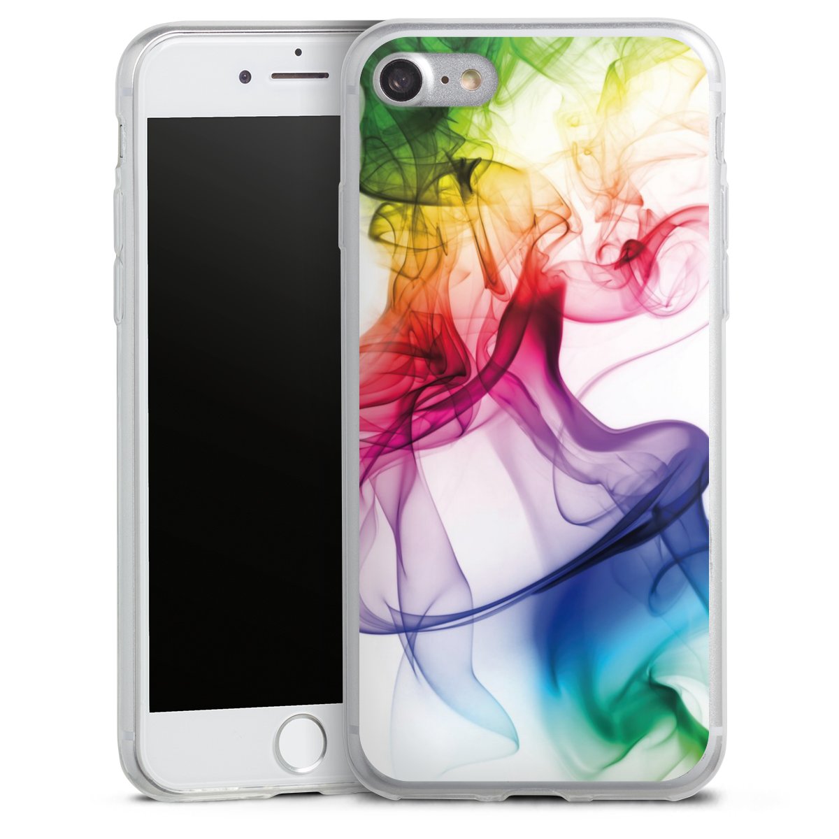 iPhone SE (2020) Handy Slim Case extra dünn Silikon Handyhülle transparent Hülle Water Colour Rainbow Silikon Slim Case