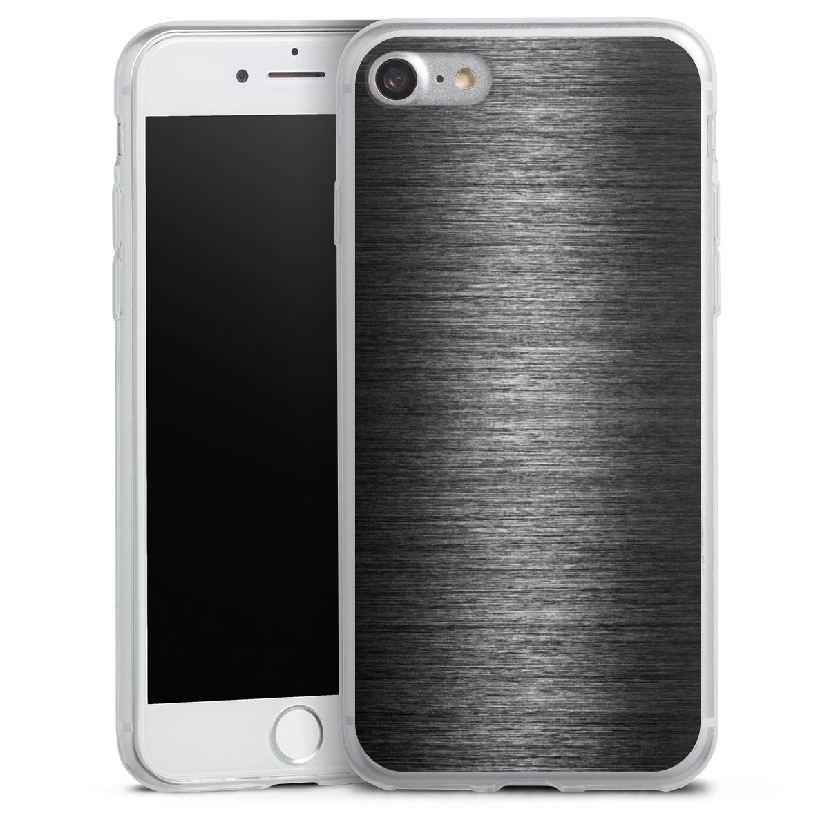 iPhone SE (2020) Handy Slim Case extra dünn Silikon Handyhülle transparent Hülle Metallic Look Anthracite Metal Silikon Slim Case