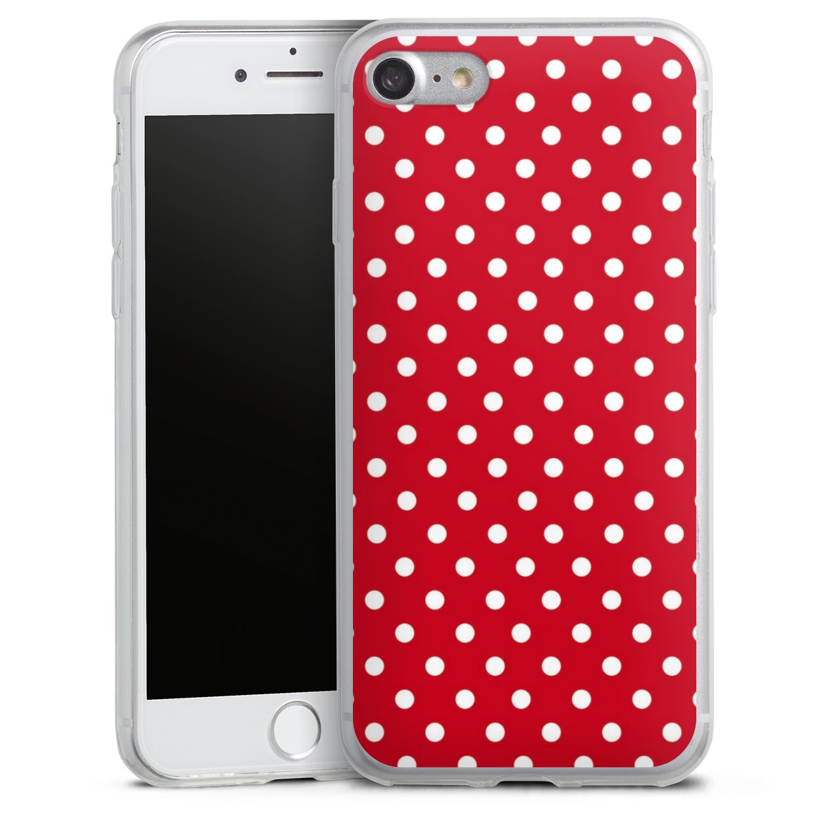 iPhone SE (2020) Handy Slim Case extra dünn Silikon Handyhülle transparent Hülle Points Polka Dots Retro Silikon Slim Case