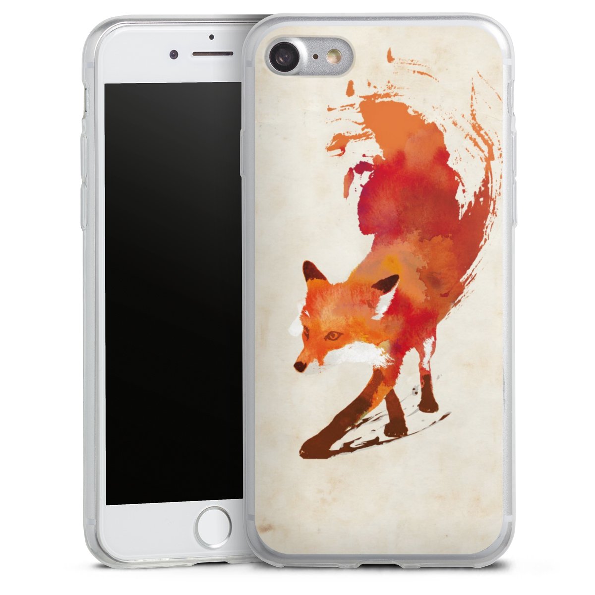 iPhone SE (2020) Handy Slim Case extra dünn Silikon Handyhülle transparent Hülle Fox Graphic Silikon Slim Case