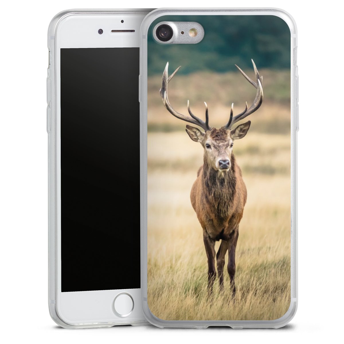 iPhone SE (2020) Handy Slim Case extra dünn Silikon Handyhülle transparent Hülle Deer Meadow Forrest Silikon Slim Case