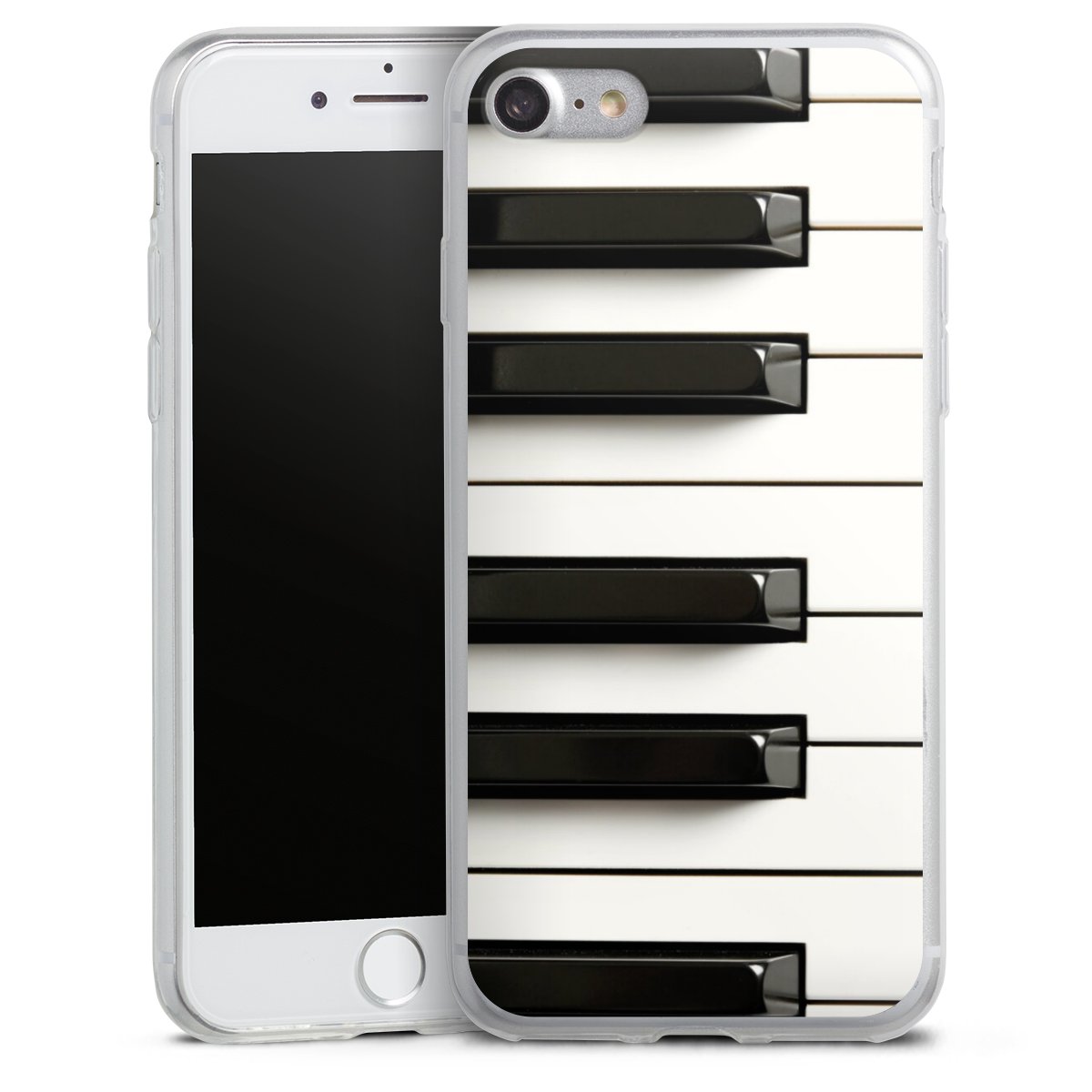 iPhone SE (2020) Handy Slim Case extra dünn Silikon Handyhülle transparent Hülle Klavier Piano Music Silikon Slim Case