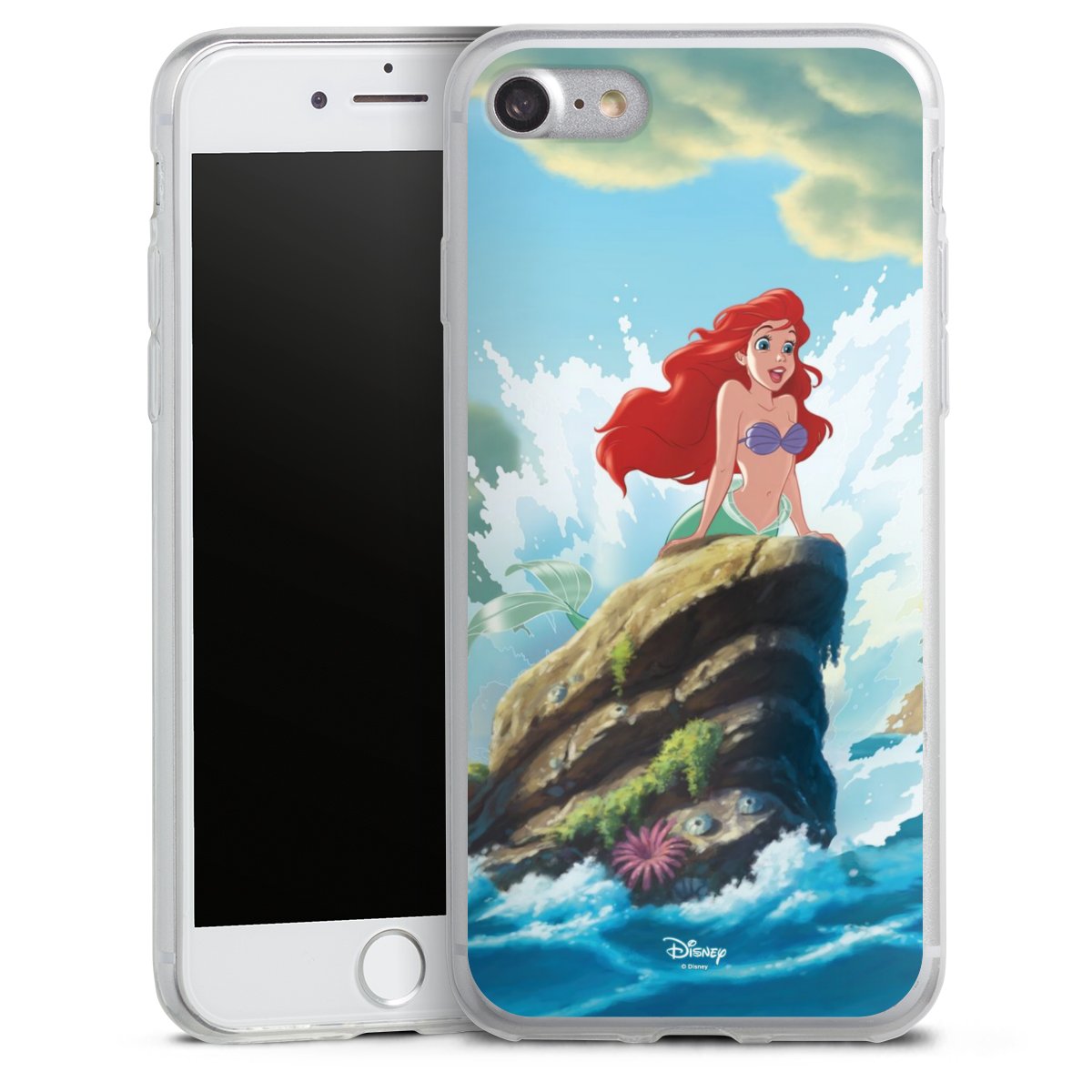 iPhone SE (2020) Handy Slim Case extra dünn Silikon Handyhülle transparent Hülle Mermaid Arielle Die Meerjungfrau Official Licensed Product Silikon Slim Case