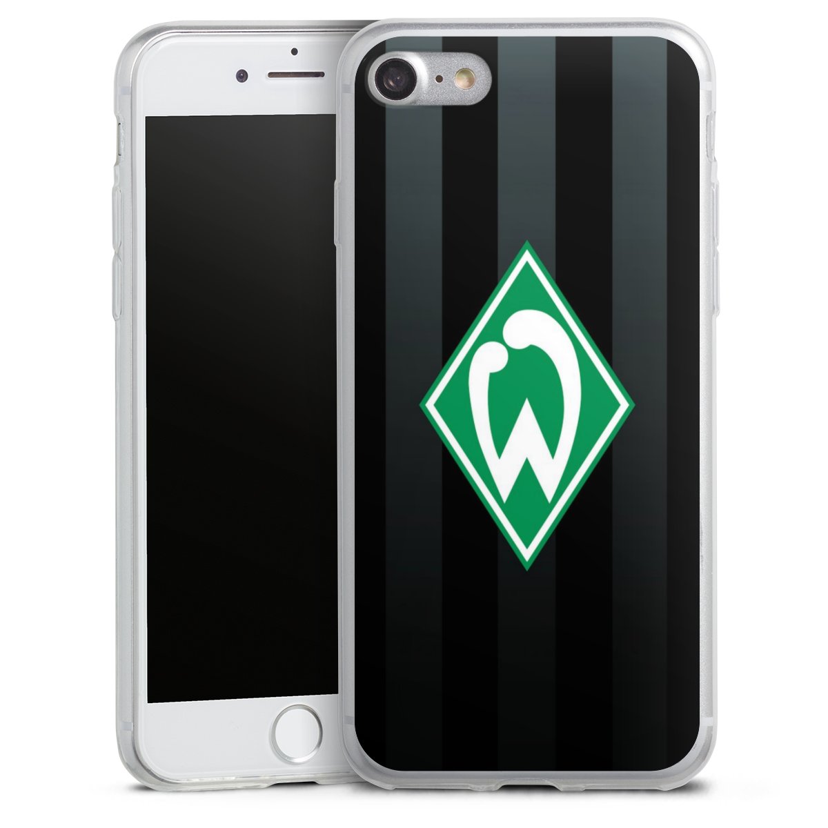 iPhone SE (2020) Handy Slim Case extra dünn Silikon Handyhülle transparent Hülle Stripes Sv Werder Bremen Official Licensed Product Silikon Slim Case