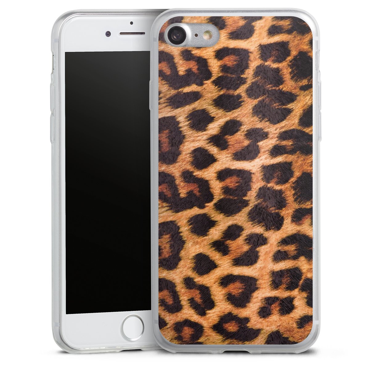 iPhone SE (2020) Handy Slim Case extra dünn Silikon Handyhülle transparent Hülle Animal Print Leopard Fur Silikon Slim Case