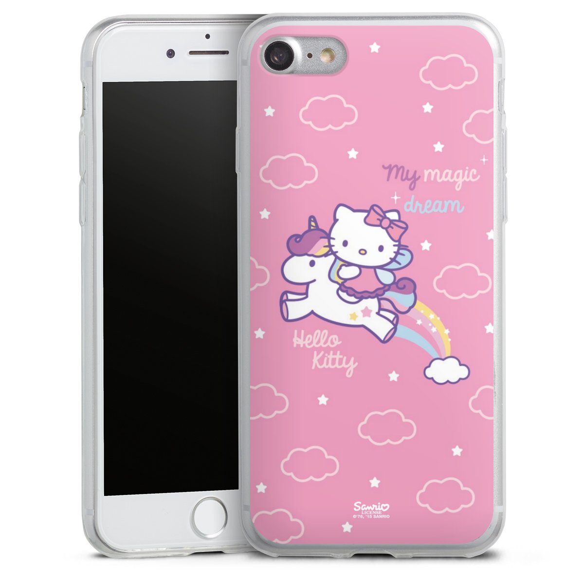 iPhone SE (2020) Handy Slim Case extra dünn Silikon Handyhülle transparent Hülle Einhorn Official Licensed Product Hello Kitty Silikon Slim Case