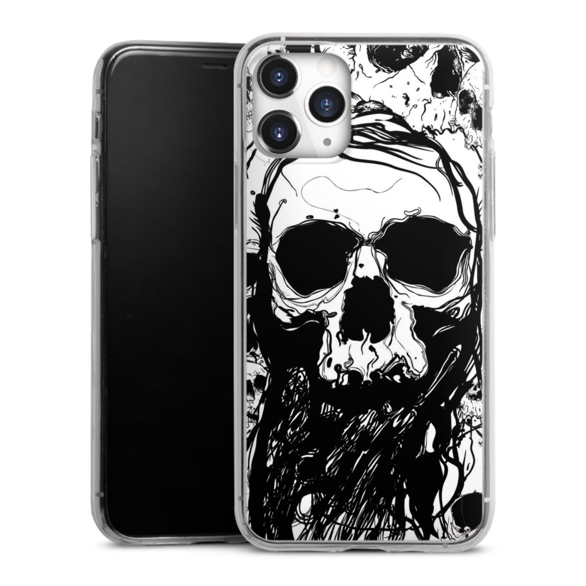 iPhone 11 Pro Handy Slim Case extra dünn Silikon Handyhülle transparent Hülle Totenkopf Halloween Silikon Slim Case