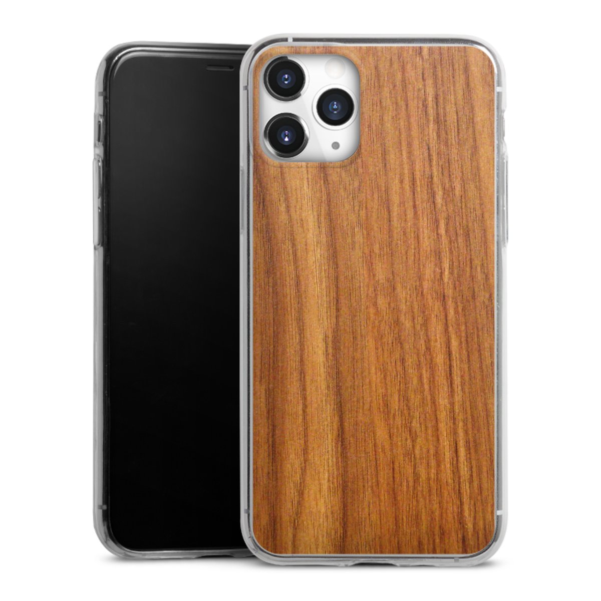 iPhone 11 Pro Handy Slim Case extra dünn Silikon Handyhülle transparent Hülle Wood Larch Wooden Look Silikon Slim Case