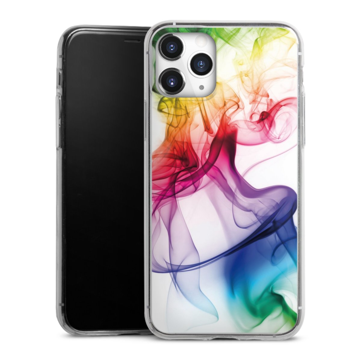 iPhone 11 Pro Handy Slim Case extra dünn Silikon Handyhülle transparent Hülle Water Colour Rainbow Silikon Slim Case