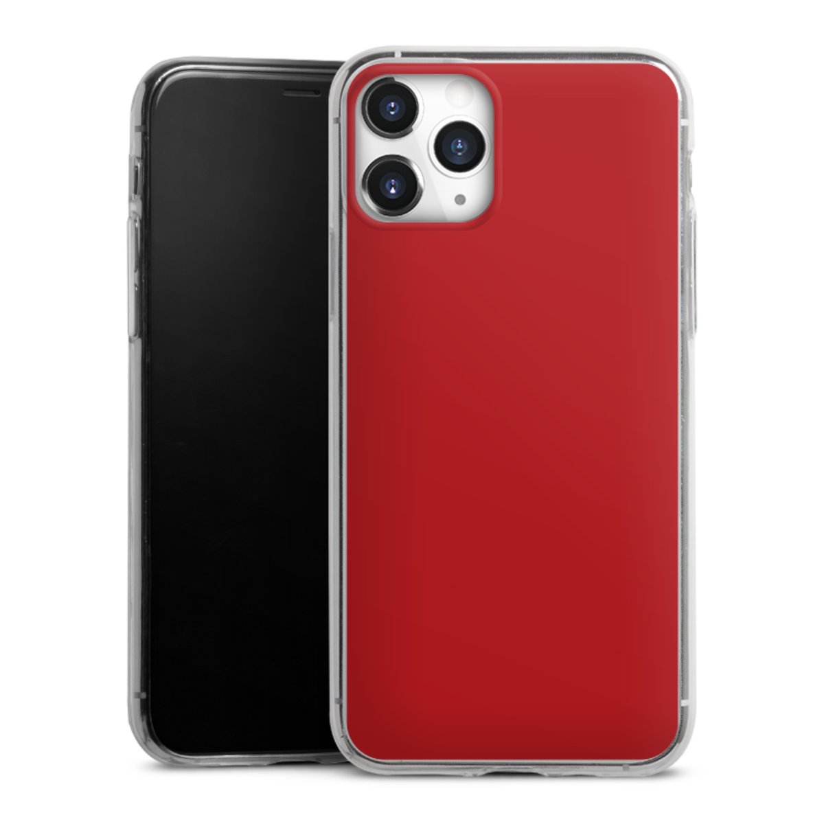 iPhone 11 Pro Handy Slim Case extra dünn Silikon Handyhülle transparent Hülle Colour Unicoloured Red Silikon Slim Case