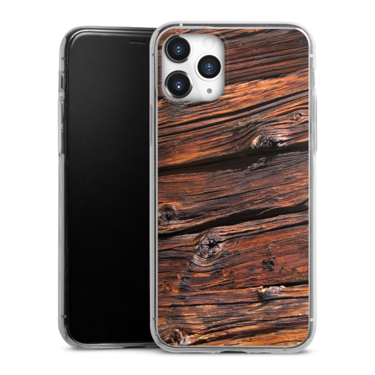 iPhone 11 Pro Handy Slim Case extra dünn Silikon Handyhülle transparent Hülle Beams Wooden Look Wood Silikon Slim Case