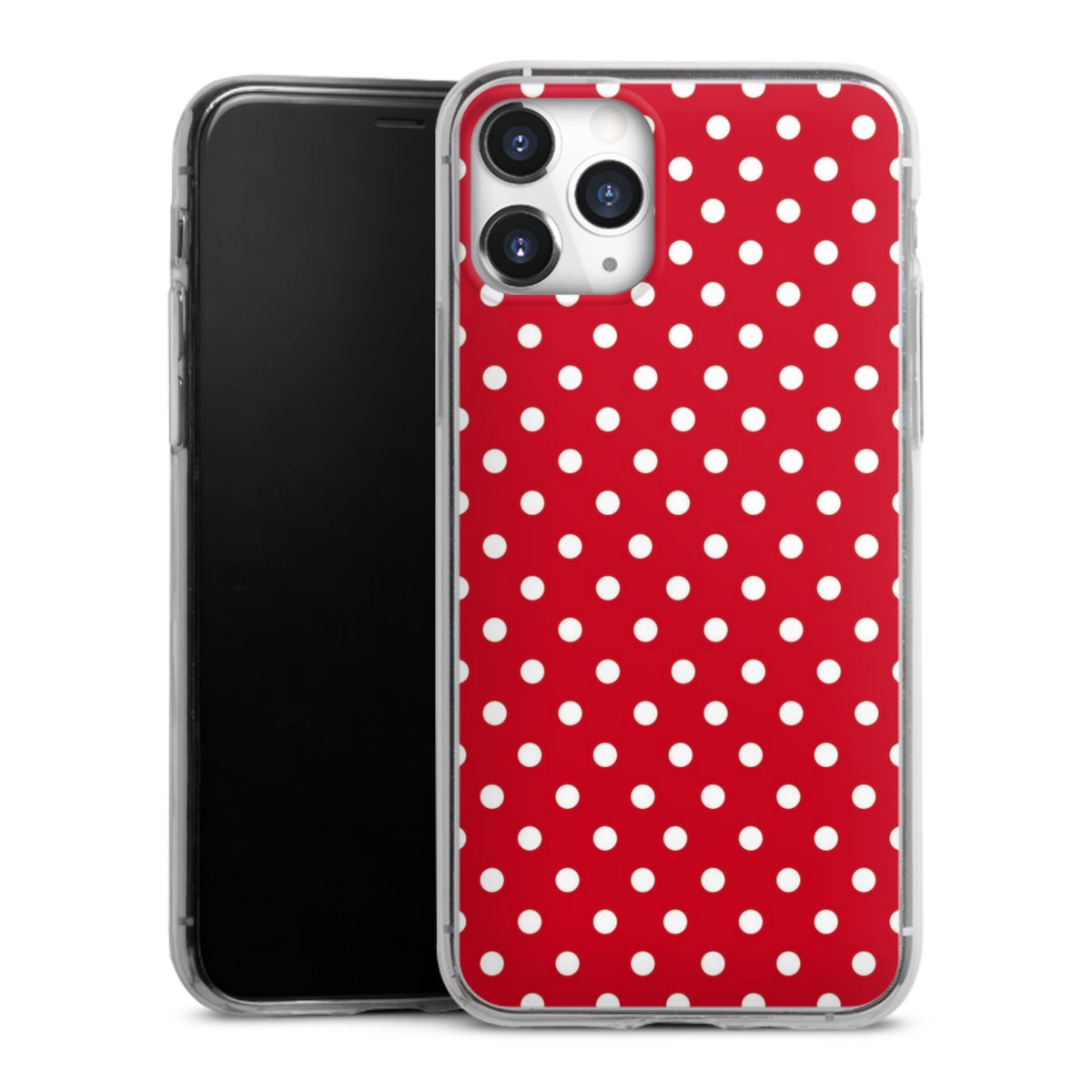 iPhone 11 Pro Handy Slim Case extra dünn Silikon Handyhülle transparent Hülle Points Polka Dots Retro Silikon Slim Case