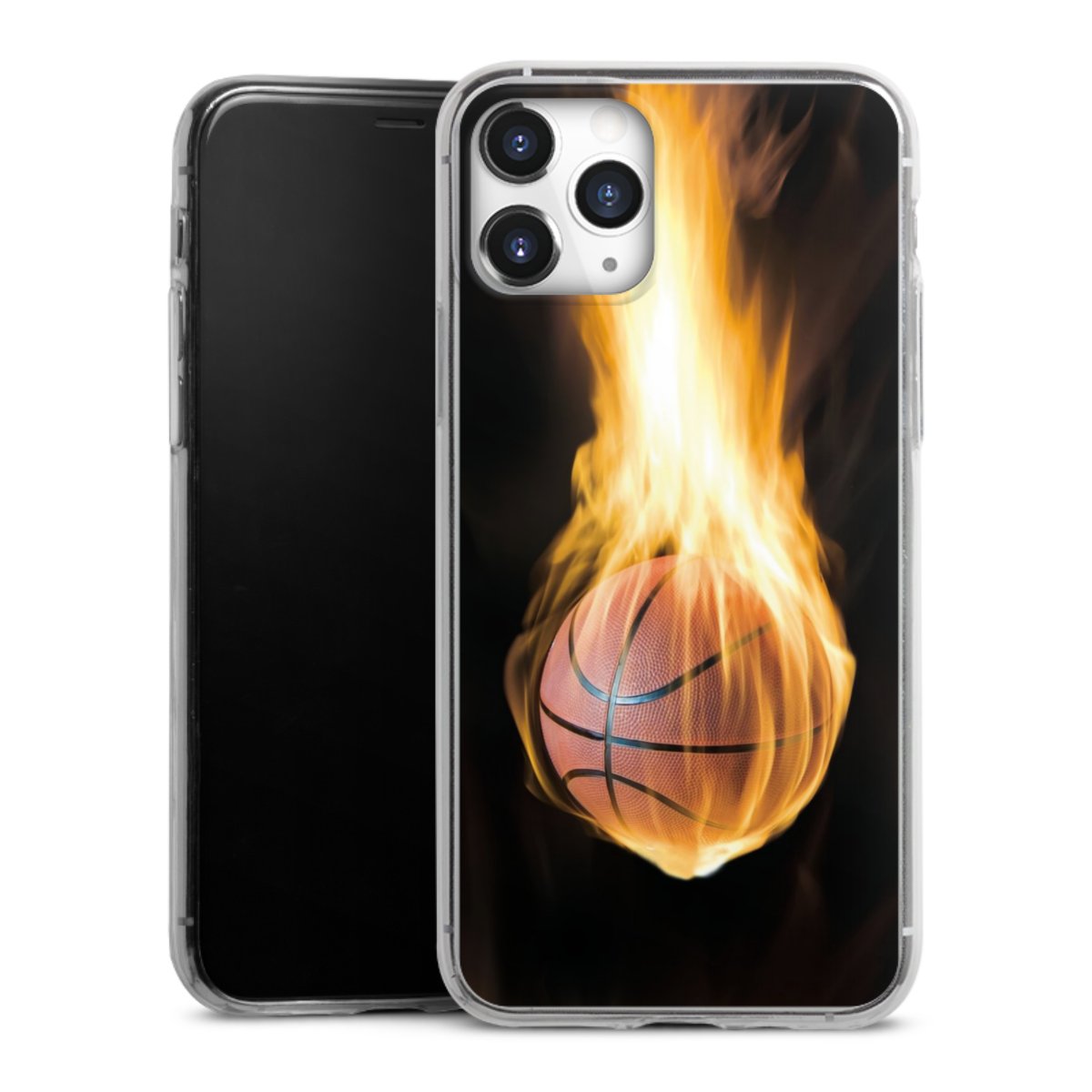 iPhone 11 Pro Handy Slim Case extra dünn Silikon Handyhülle transparent Hülle Basketball Sports Fire Silikon Slim Case