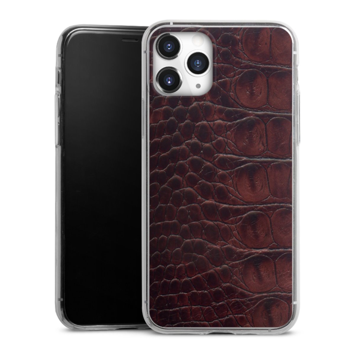 iPhone 11 Pro Handy Slim Case extra dünn Silikon Handyhülle transparent Hülle Crocodile Animal Print Leather Silikon Slim Case