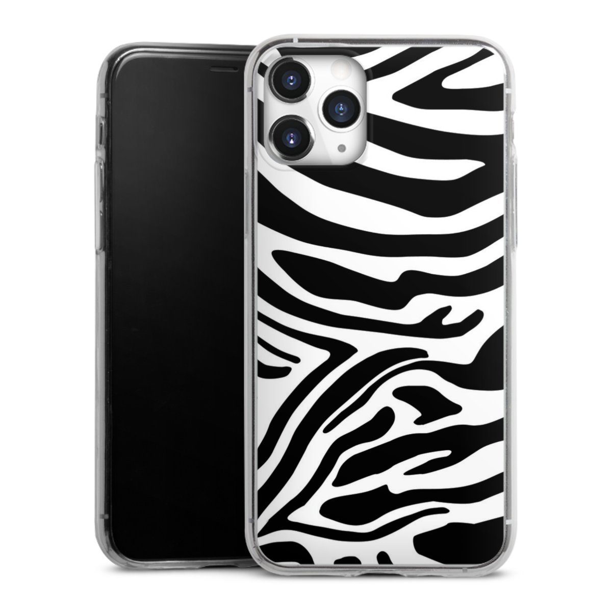 iPhone 11 Pro Handy Slim Case extra dünn Silikon Handyhülle transparent Hülle Zebra Animal Look Animal Print Silikon Slim Case