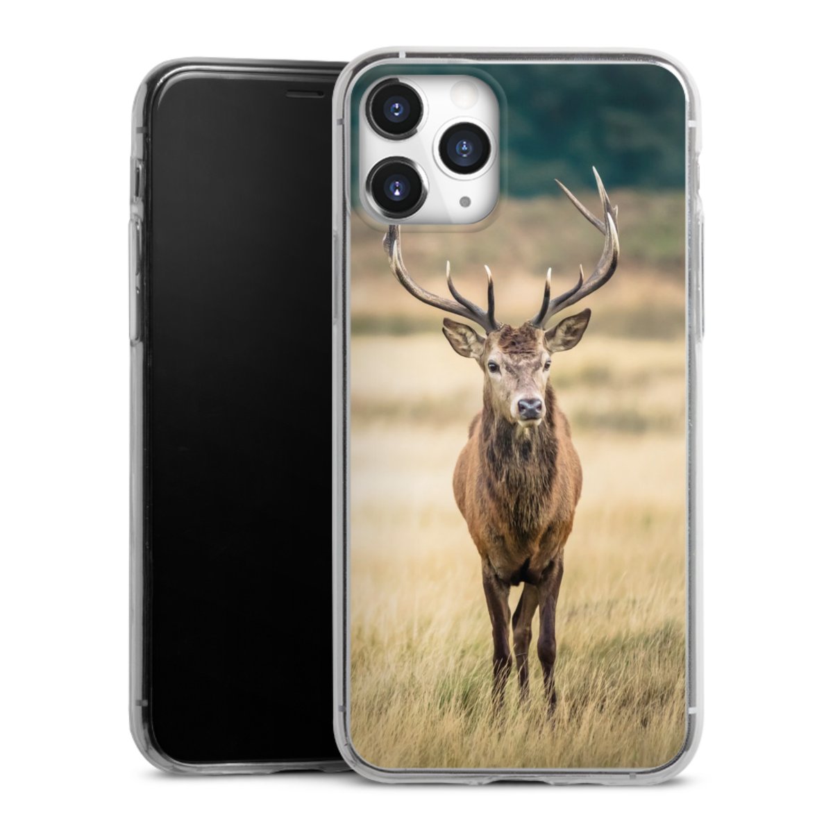 iPhone 11 Pro Handy Slim Case extra dünn Silikon Handyhülle transparent Hülle Deer Meadow Forrest Silikon Slim Case