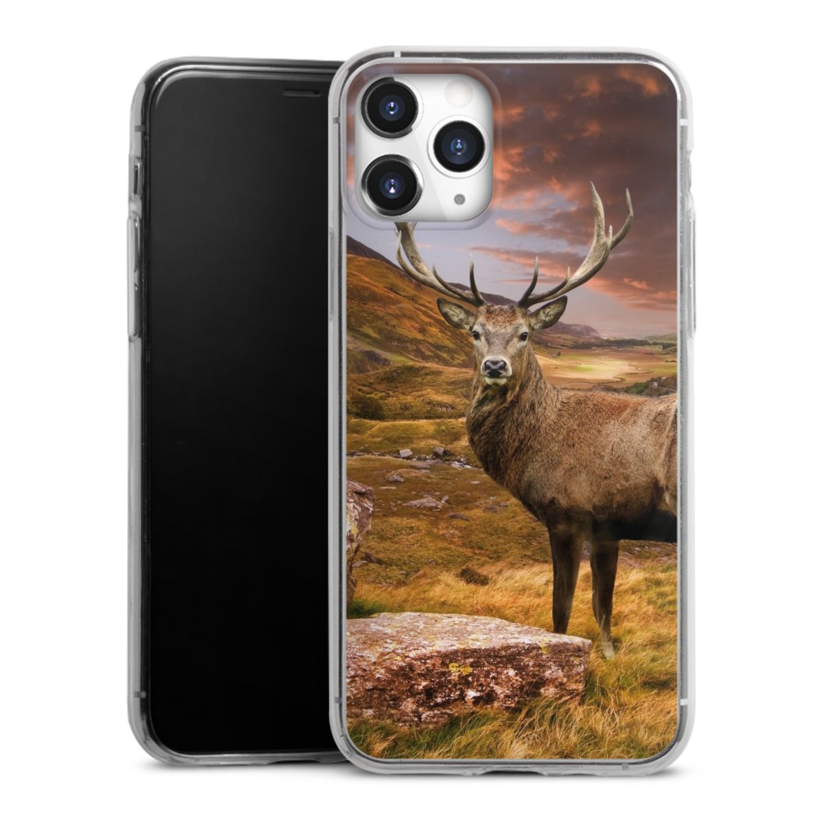 iPhone 11 Pro Handy Slim Case extra dünn Silikon Handyhülle transparent Hülle Meadow Mountain Deer Silikon Slim Case