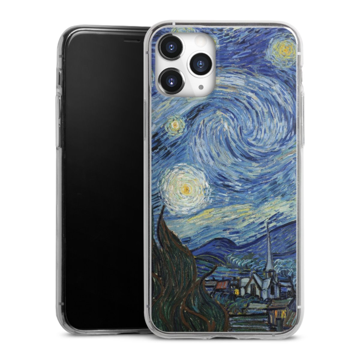 iPhone 11 Pro Handy Slim Case extra dünn Silikon Handyhülle transparent Hülle The Starry Night Kunst Vincent Van Gogh Silikon Slim Case