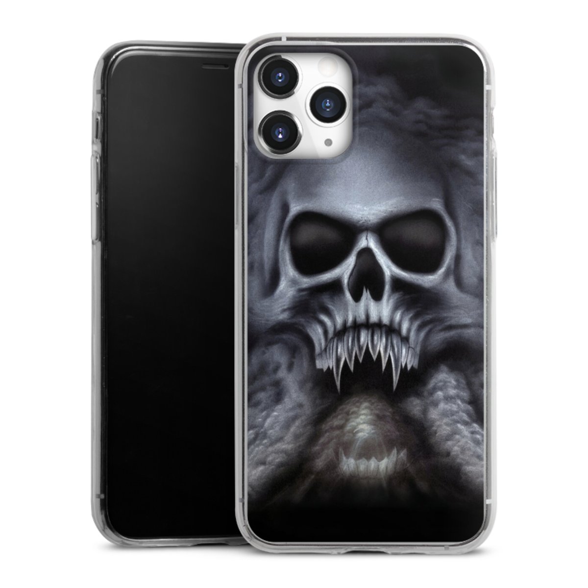 iPhone 11 Pro Handy Slim Case extra dünn Silikon Handyhülle transparent Hülle Totenkopf Skull Silikon Slim Case