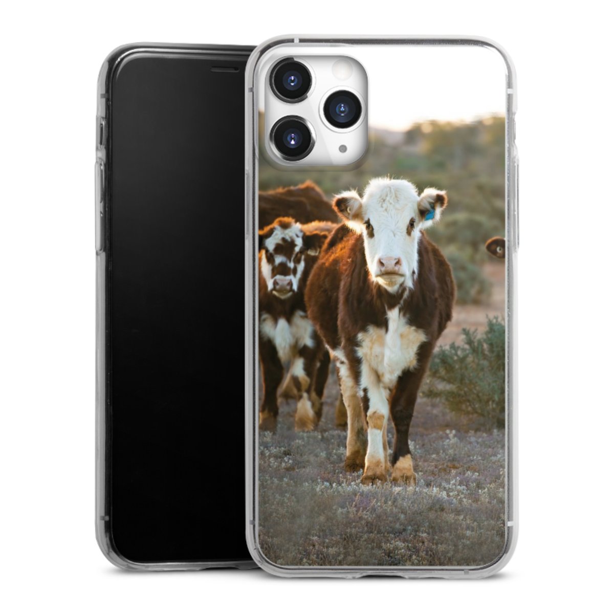 iPhone 11 Pro Handy Slim Case extra dünn Silikon Handyhülle transparent Hülle Cow Farmer Calf Silikon Slim Case