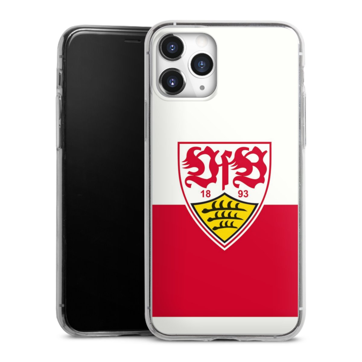 iPhone 11 Pro Handy Slim Case extra dünn Silikon Handyhülle transparent Hülle Official Licensed Product Logo Vfb Stuttgart Silikon Slim Case