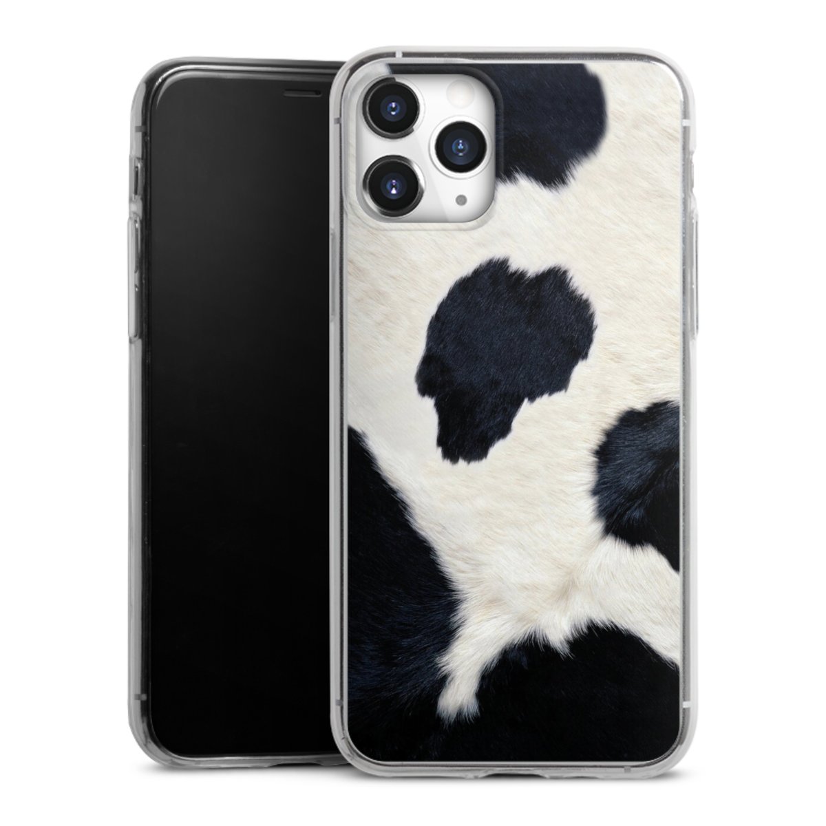 iPhone 11 Pro Handy Slim Case extra dünn Silikon Handyhülle transparent Hülle Animal Look Animal Print Cow Skin Silikon Slim Case