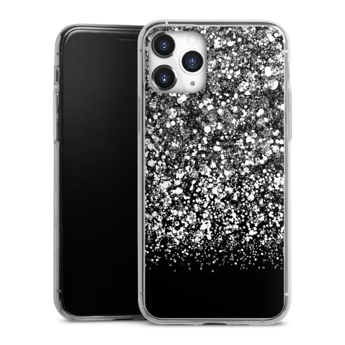 iPhone 11 Pro Handy Slim Case extra dünn Silikon Handyhülle transparent Hülle Glitzer Snowflake Muster Silikon Slim Case