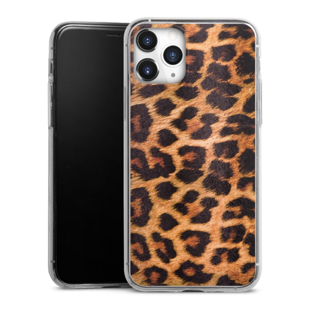 iPhone 11 Pro Handy Slim Case extra dünn Silikon Handyhülle transparent Hülle Animal Print Leopard Fur Silikon Slim Case