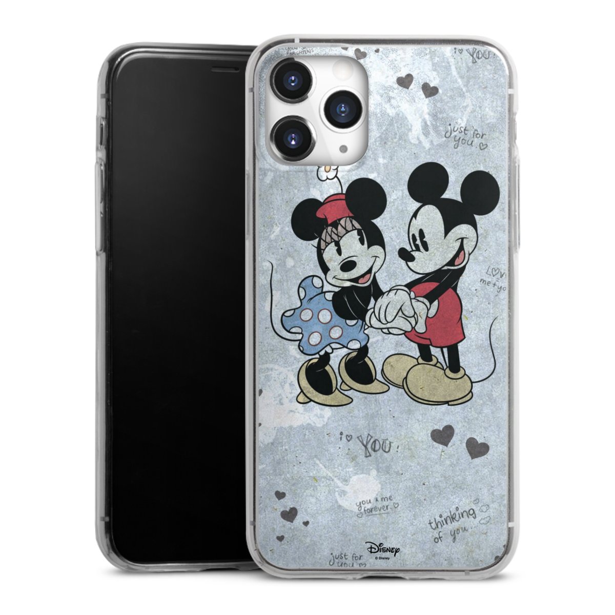 iPhone 11 Pro Handy Slim Case extra dünn Silikon Handyhülle transparent Hülle Mickey & Minnie Mouse Vintage Disney Silikon Slim Case