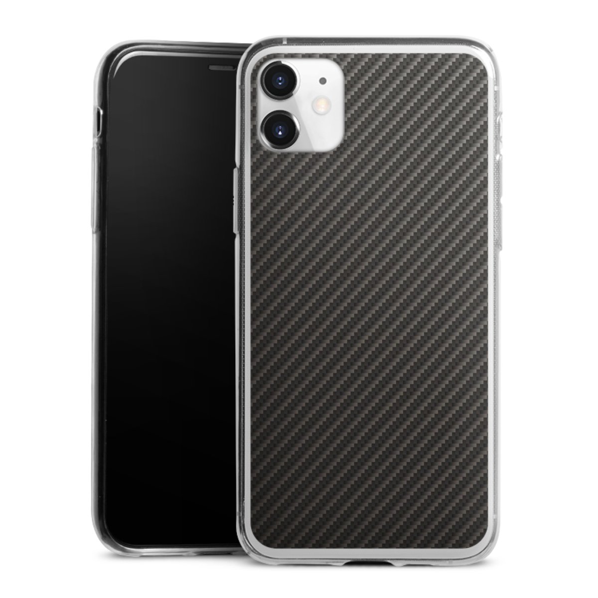 iPhone 11 Handy Slim Case extra dünn Silikon Handyhülle transparent Hülle Metallic Look Carbon Muster Silikon Slim Case