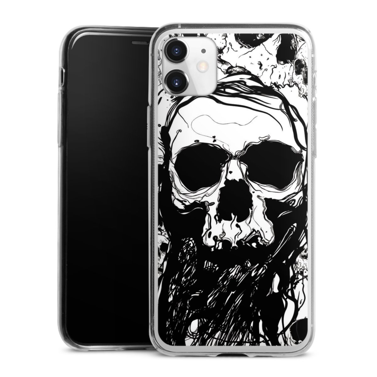 iPhone 11 Handy Slim Case extra dünn Silikon Handyhülle transparent Hülle Totenkopf Halloween Silikon Slim Case