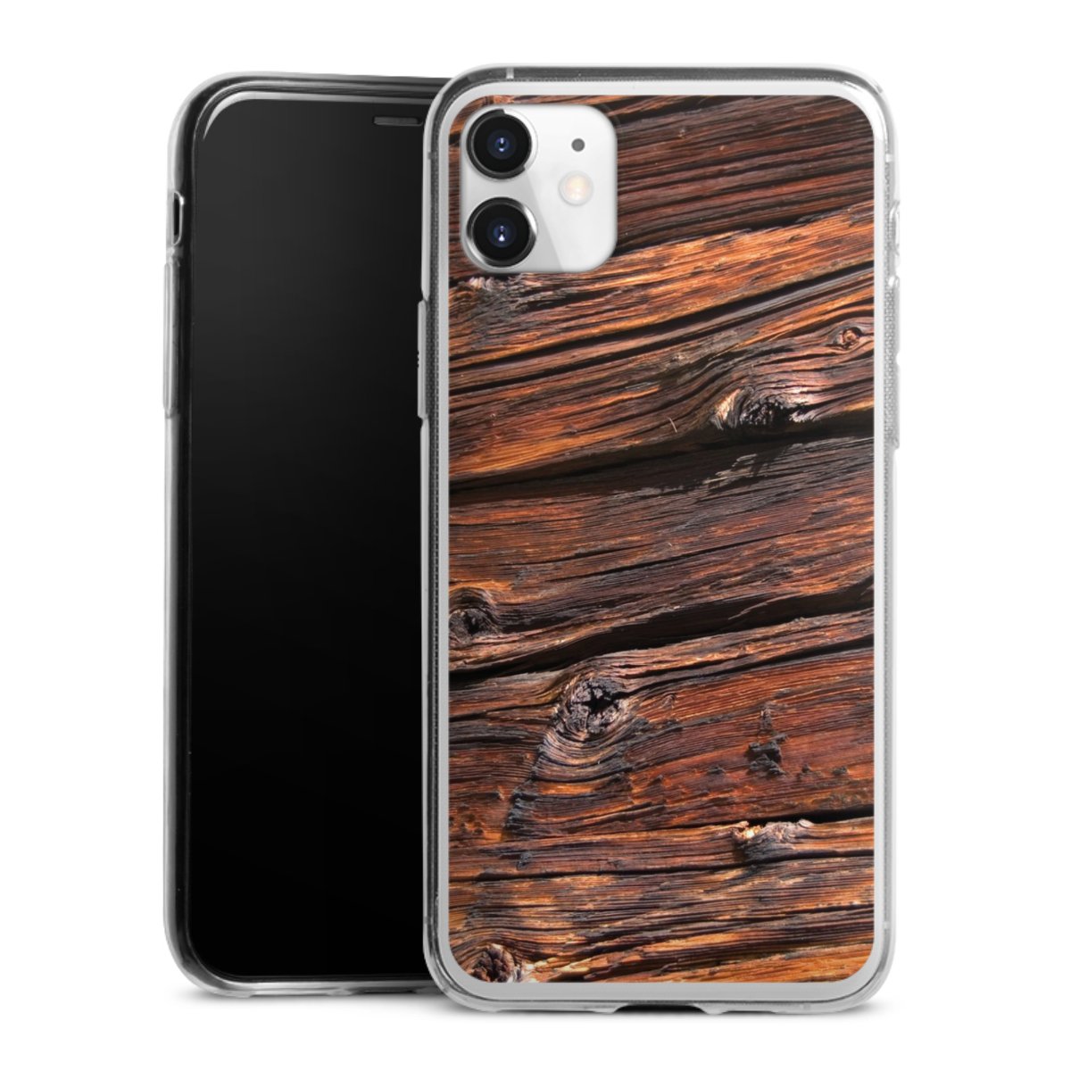 iPhone 11 Handy Slim Case extra dünn Silikon Handyhülle transparent Hülle Beams Wooden Look Wood Silikon Slim Case