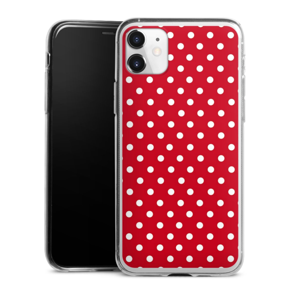 iPhone 11 Handy Slim Case extra dünn Silikon Handyhülle transparent Hülle Points Polka Dots Retro Silikon Slim Case