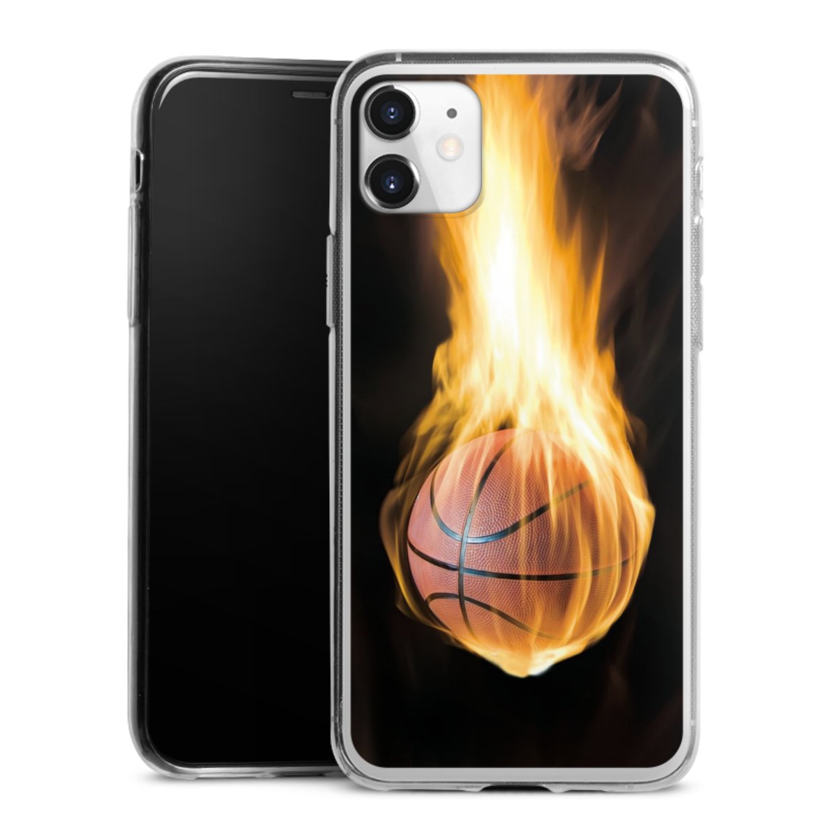 iPhone 11 Handy Slim Case extra dünn Silikon Handyhülle transparent Hülle Basketball Sports Fire Silikon Slim Case