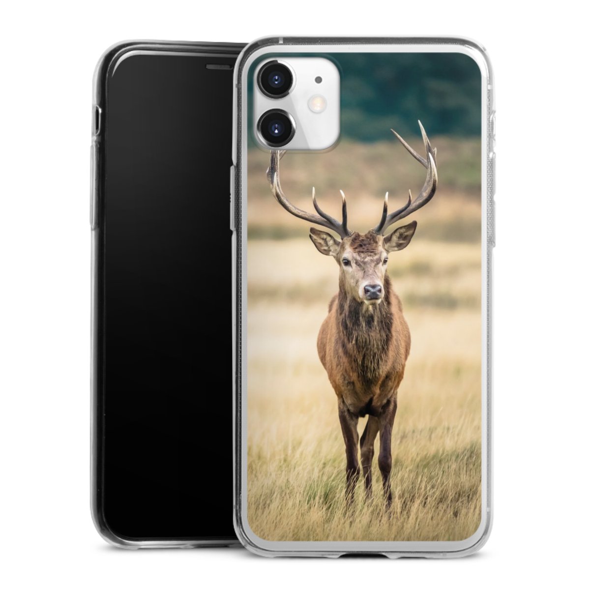 iPhone 11 Handy Slim Case extra dünn Silikon Handyhülle transparent Hülle Deer Meadow Forrest Silikon Slim Case