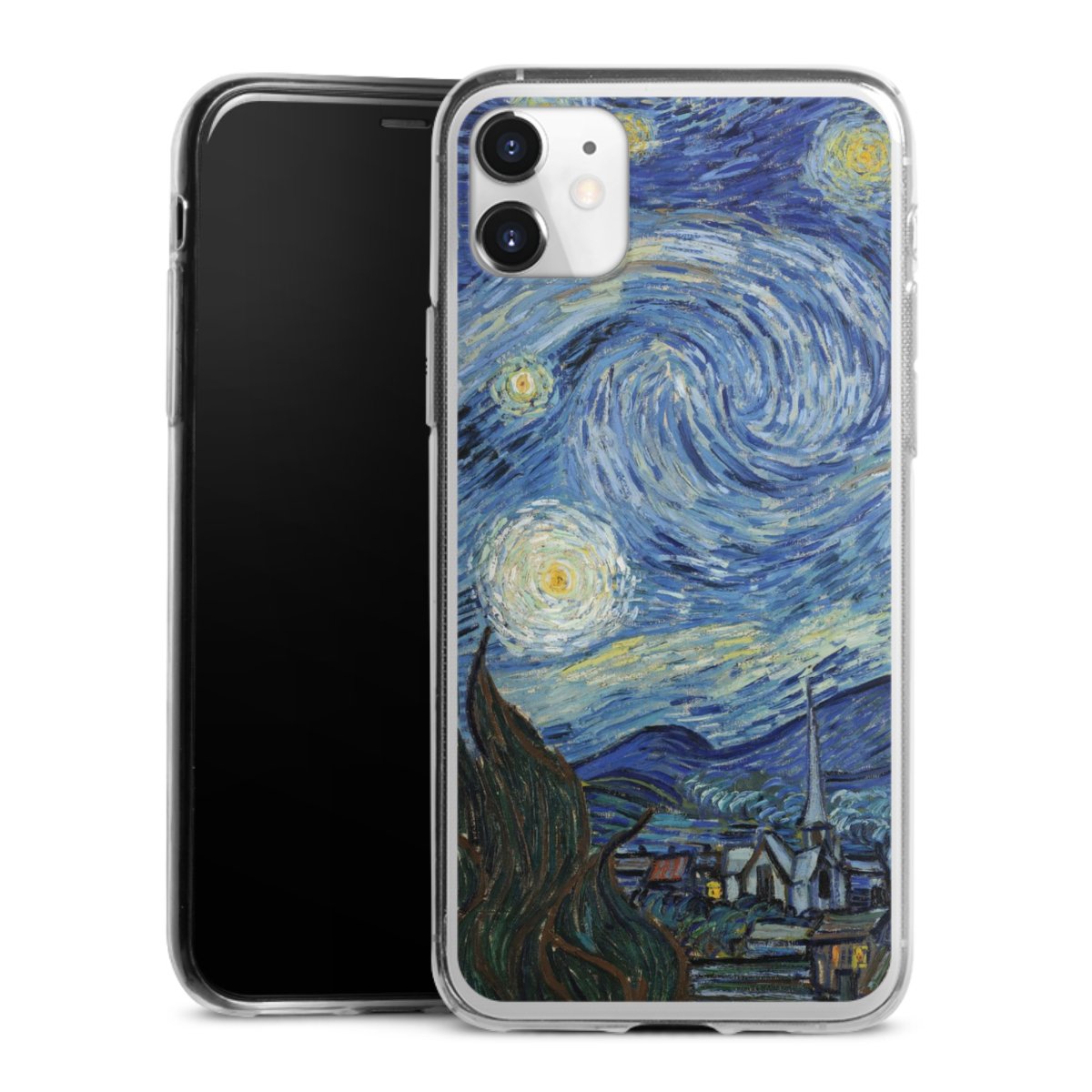 iPhone 11 Handy Slim Case extra dünn Silikon Handyhülle transparent Hülle The Starry Night Kunst Vincent Van Gogh Silikon Slim Case