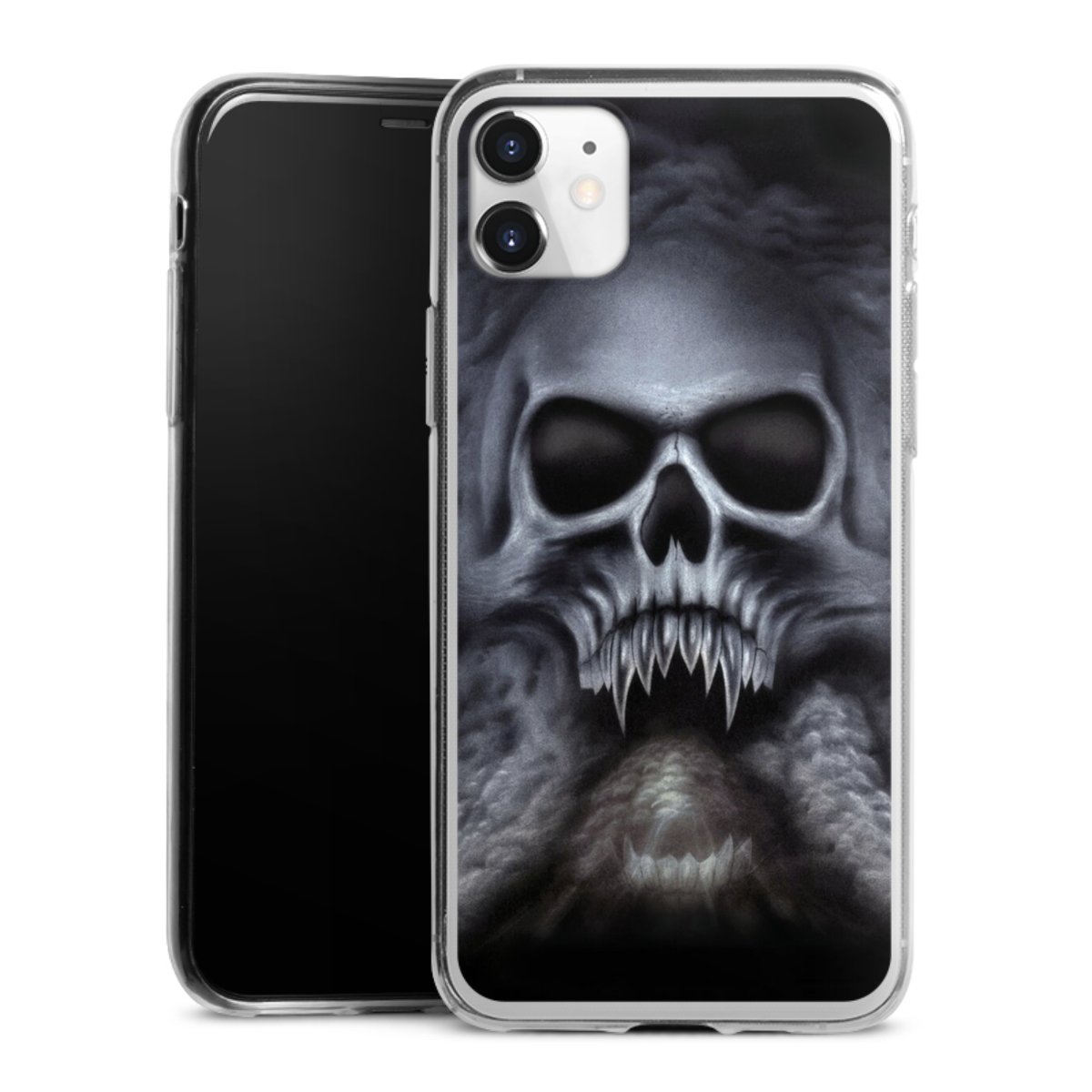 iPhone 11 Handy Slim Case extra dünn Silikon Handyhülle transparent Hülle Totenkopf Skull Silikon Slim Case