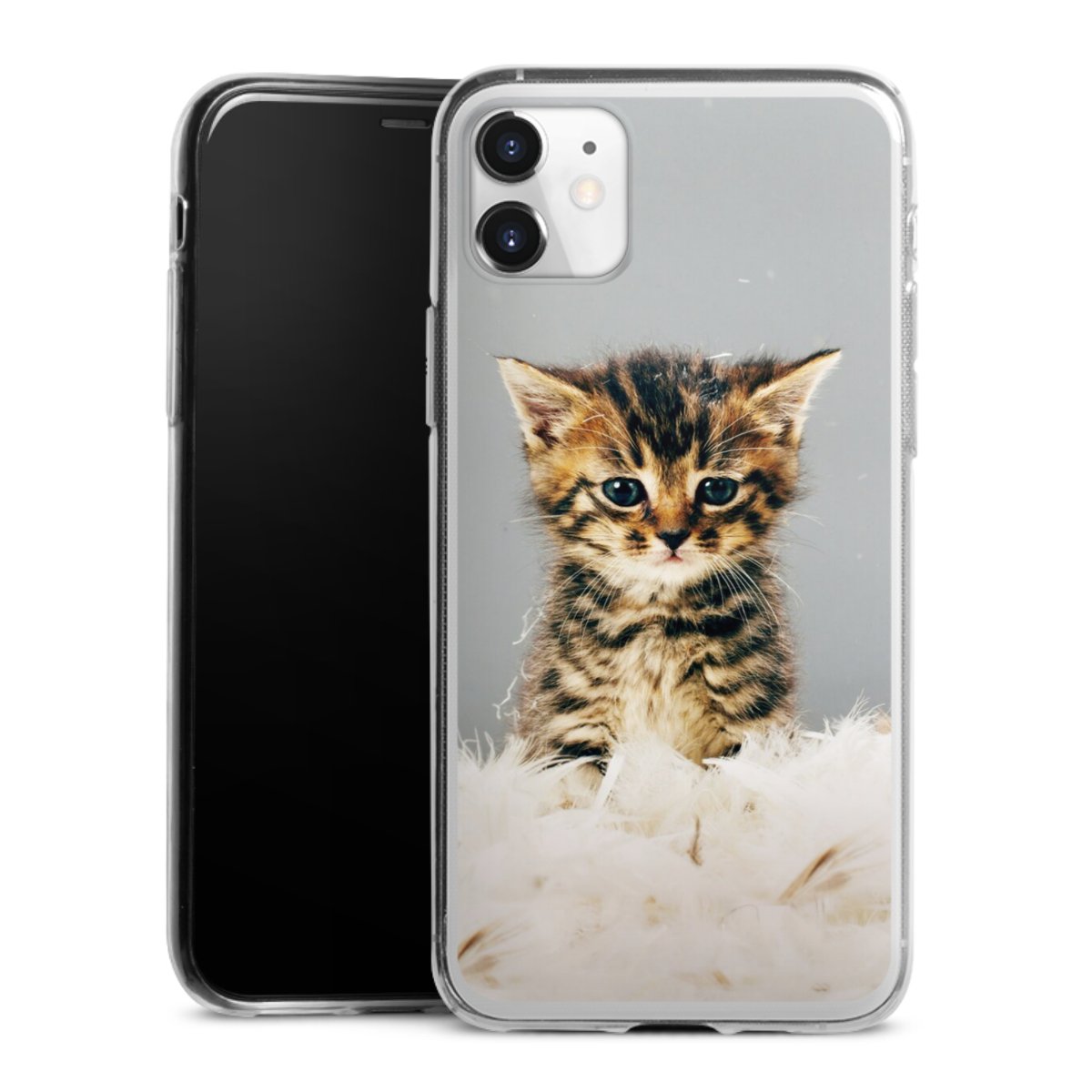 iPhone 11 Handy Slim Case extra dünn Silikon Handyhülle transparent Hülle Cat Feather Pet Silikon Slim Case