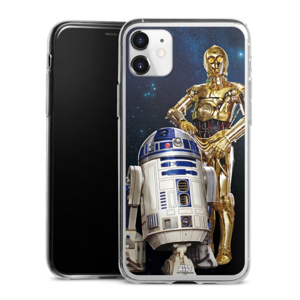 iPhone 11 Handy Slim Case extra dünn Silikon Handyhülle transparent Hülle Weltall Star Wars R2d2 Silikon Slim Case