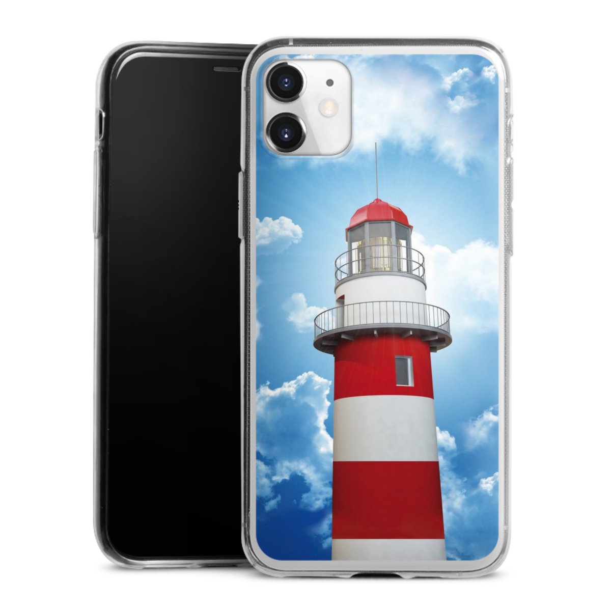 iPhone 11 Handy Slim Case extra dünn Silikon Handyhülle transparent Hülle Lighthouse Sky Cloud Silikon Slim Case