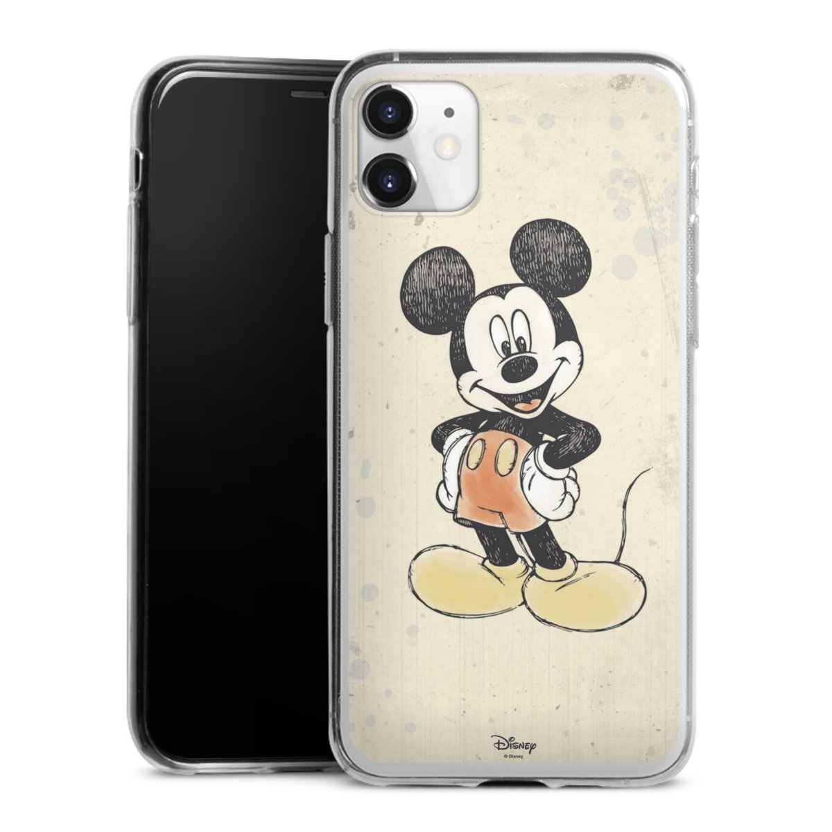 iPhone 11 Handy Slim Case extra dünn Silikon Handyhülle transparent Hülle Water Colour Mickey & Minnie Mouse Official Licensed Product Silikon Slim Case