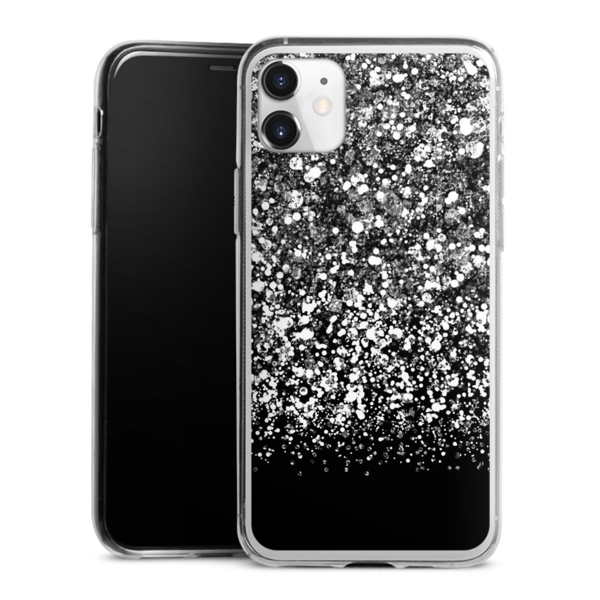 iPhone 11 Handy Slim Case extra dünn Silikon Handyhülle transparent Hülle Glitzer Snowflake Muster Silikon Slim Case